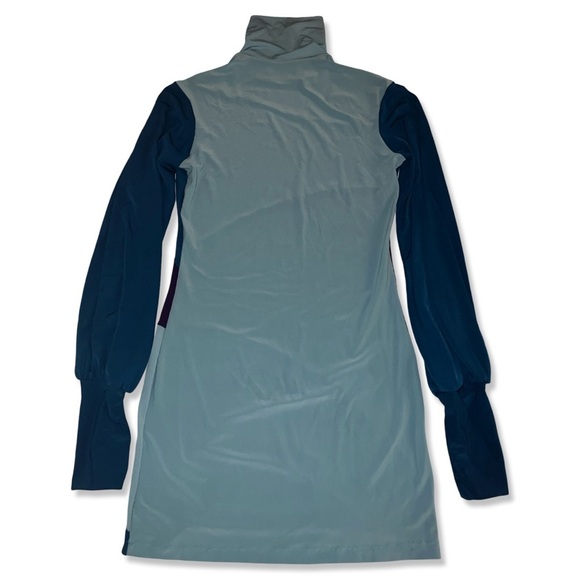 Vintage 60’s Retro Color-block Balloon Sleeve Dress in Teal & Purple | Size S - Picture 3 of 11